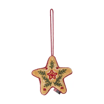 Star enfeite de Natal de veludo de algodão orgânico - Multicolor, 10x11x3 cm - Lexington
