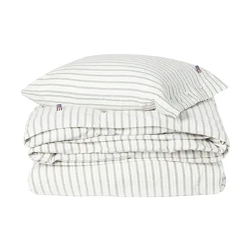 Stripe cotton flannel conjunto de cama - Branco-verde-bege, 2 un. 50x60 cm/1 un. 220x220 cm - Lexington