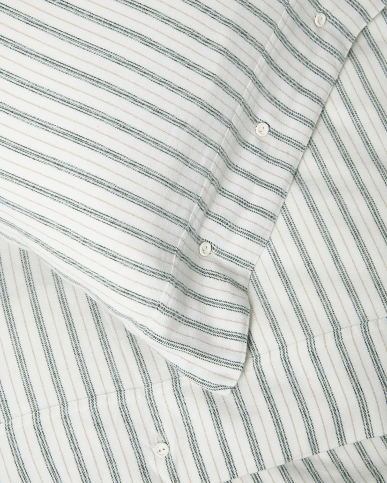 Stripe cotton flannel conjunto de cama, Branco-verde-bege, 2 un. 50x60 cm/1 un. 220x220 cm Lexington