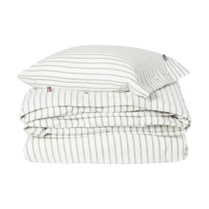Stripe cotton flannel conjunto de cama - Branco-verde-bege, 50x60 cm/150x210 cm - Lexington