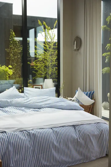 Striped capa de edredão Poplin algodão 150x210 cm - Azul - Lexington