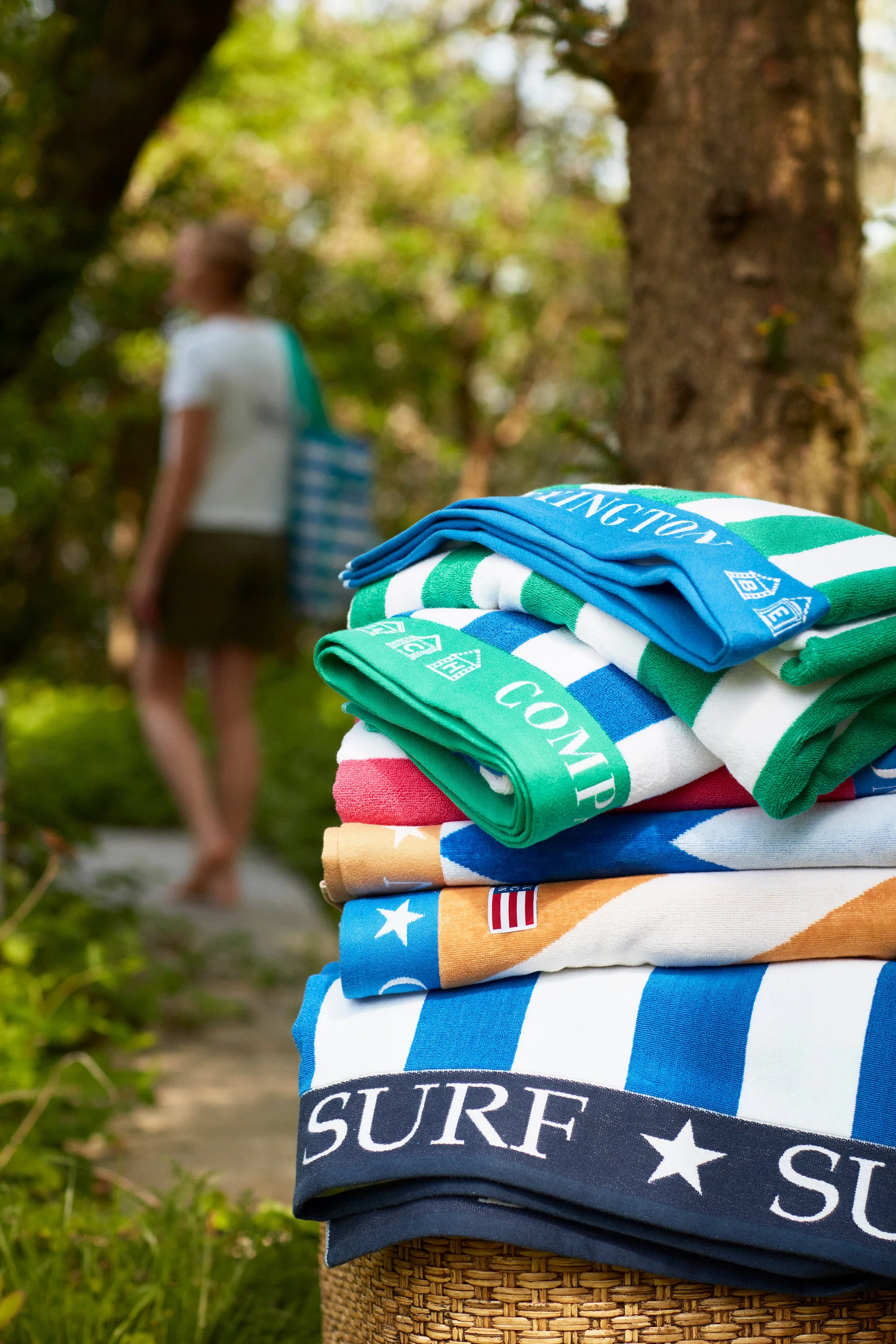 Striped Family toalha de praia 200x180 cm, Azul-branco Lexington