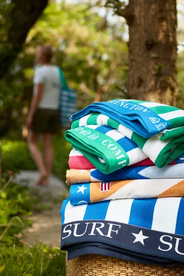 Striped Family toalha de praia 200x180 cm - Azul-branco - Lexington