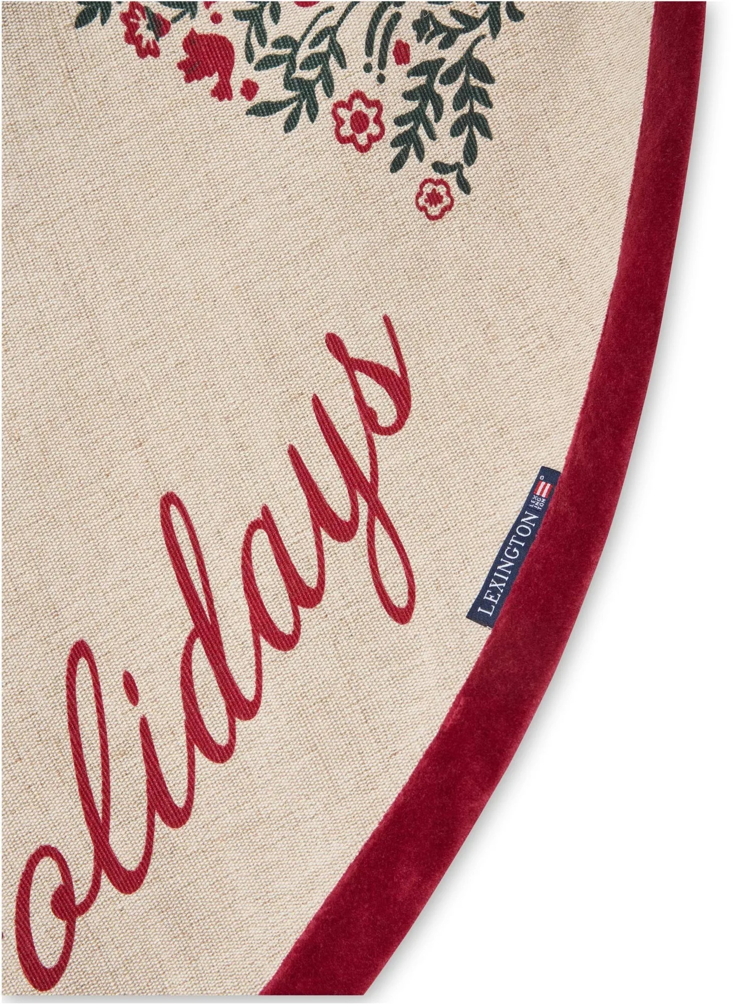 Tapete da árvore de Natal Juta Algodão Christmas Tree Ø110 cm, Natural-vermelho Lexington