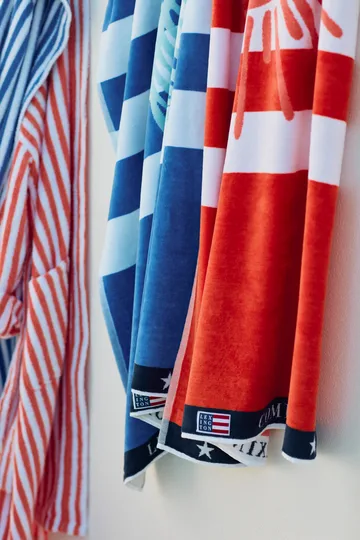 Toalha de banho Graphic Cotton Velour 100x180 cm - Blue-white - Lexington