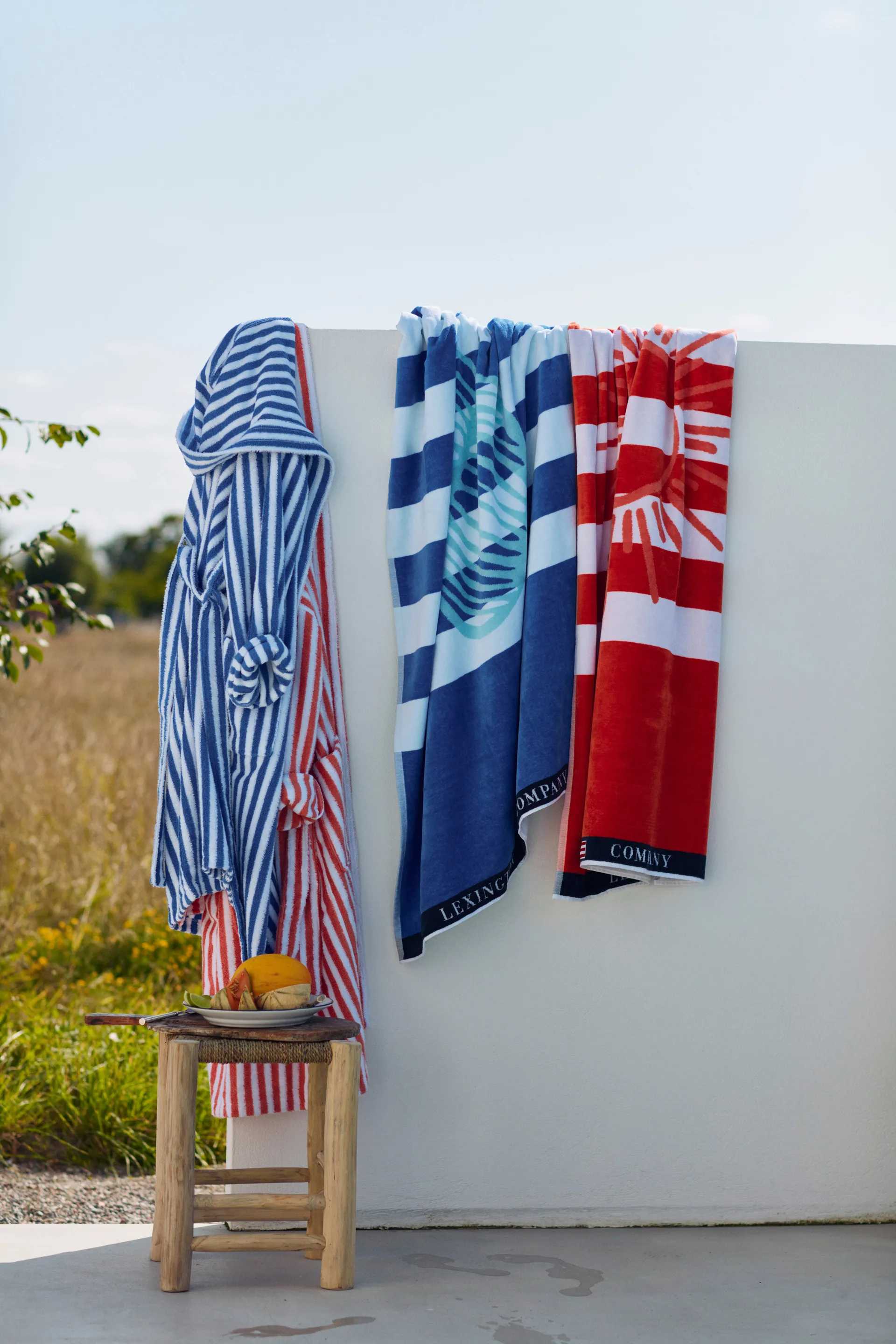 Toalha de banho Graphic Cotton Velour 100x180 cm, Blue-white Lexington