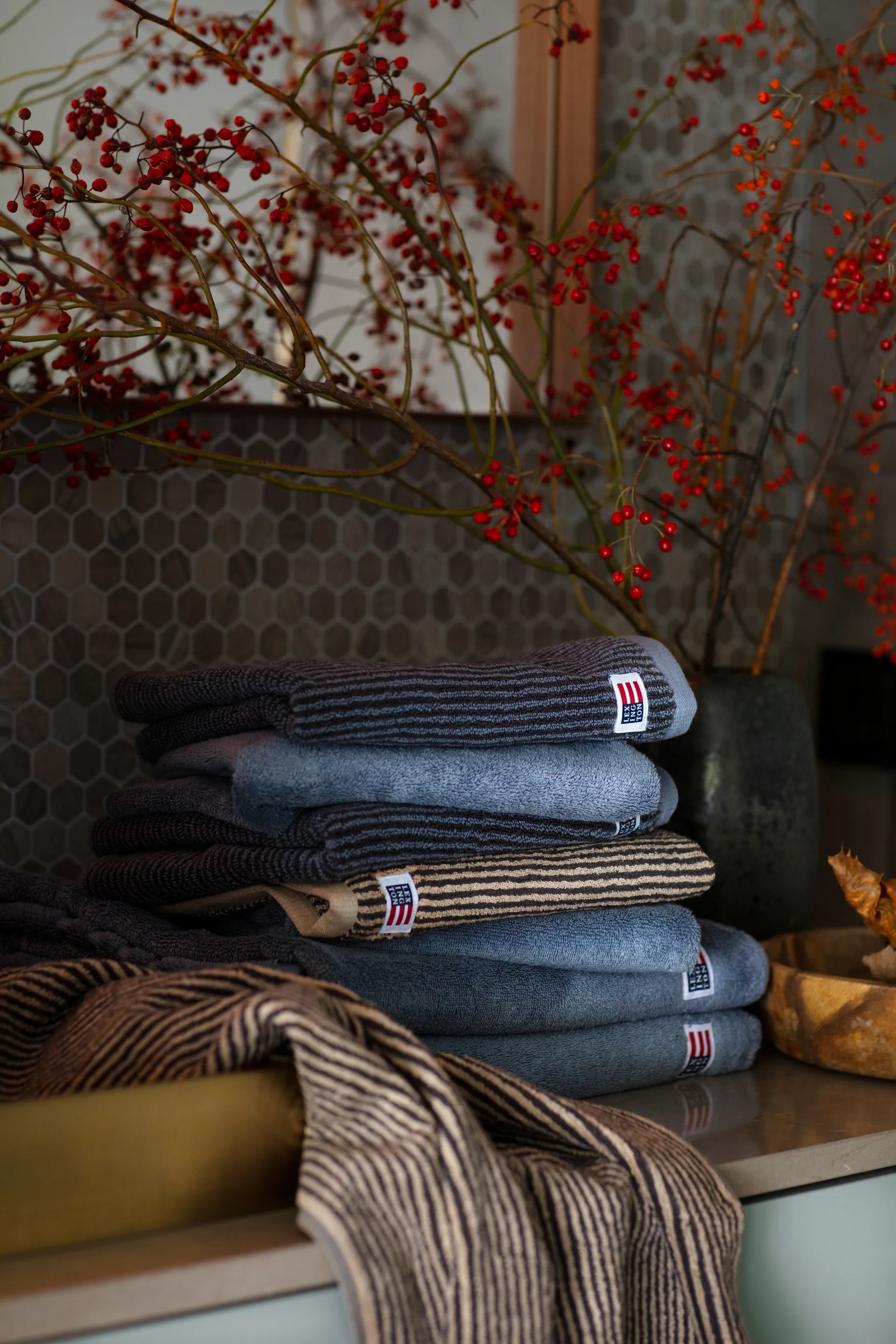 Toalha de banho Icons Original Striped 100x150 cm, Steel blue Lexington