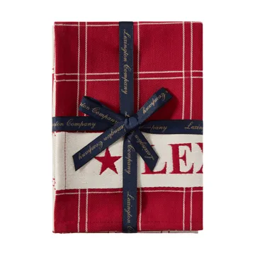 Toalha de cozinha de algodão jacquard-woven embalagem de 2 - Vermelho-branco, 50x70 cm - Lexington