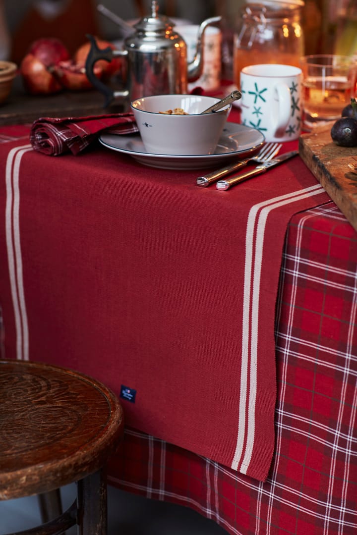 Toalha de mesa Algodão Orgânico Checked Oxford 150x250 cm, vermelho-bege-verde  Lexington