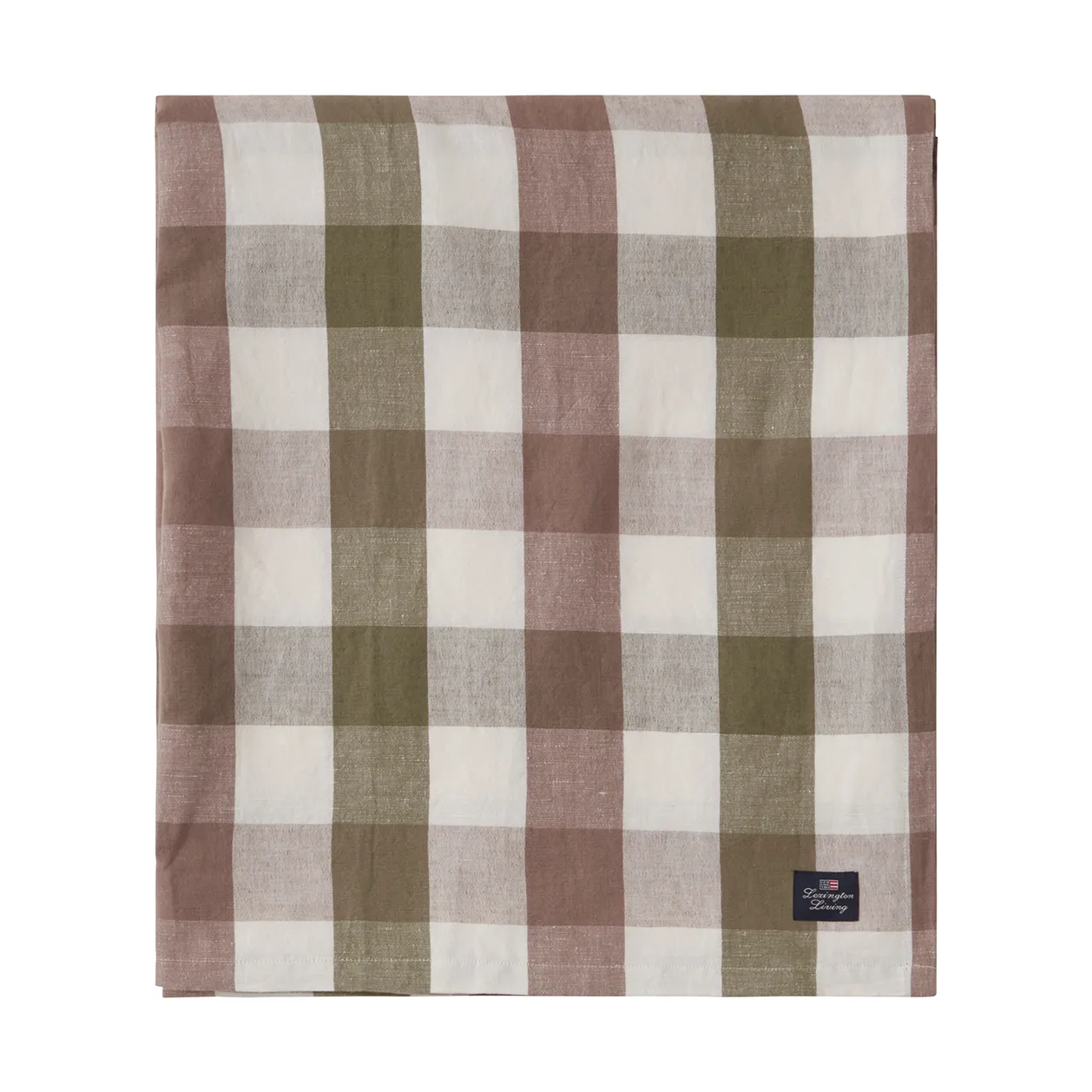 Toalha de mesa Checked Cotton Linen 180x180 cm, Olive Lexington