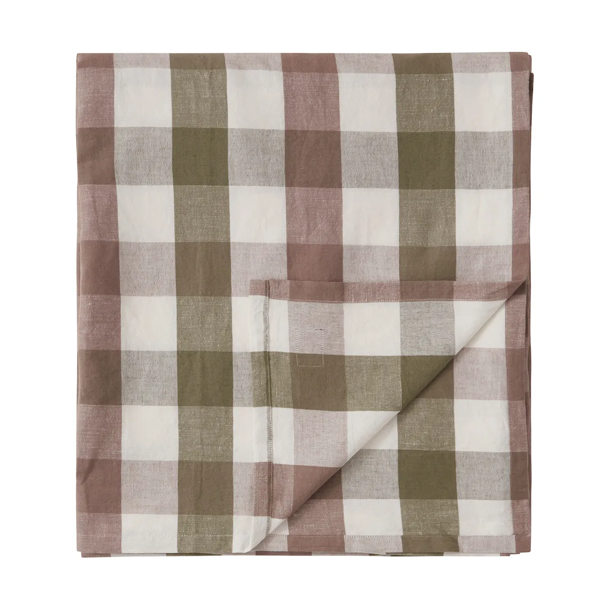 Toalha de mesa Checked Cotton Linen 180x180 cm, Olive Lexington