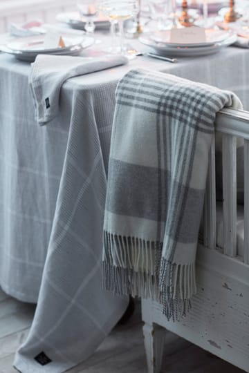 Toalha de mesa de algodão e linho Pepita Check 150x350 cm  - branco-cinzento claro  - Lexington