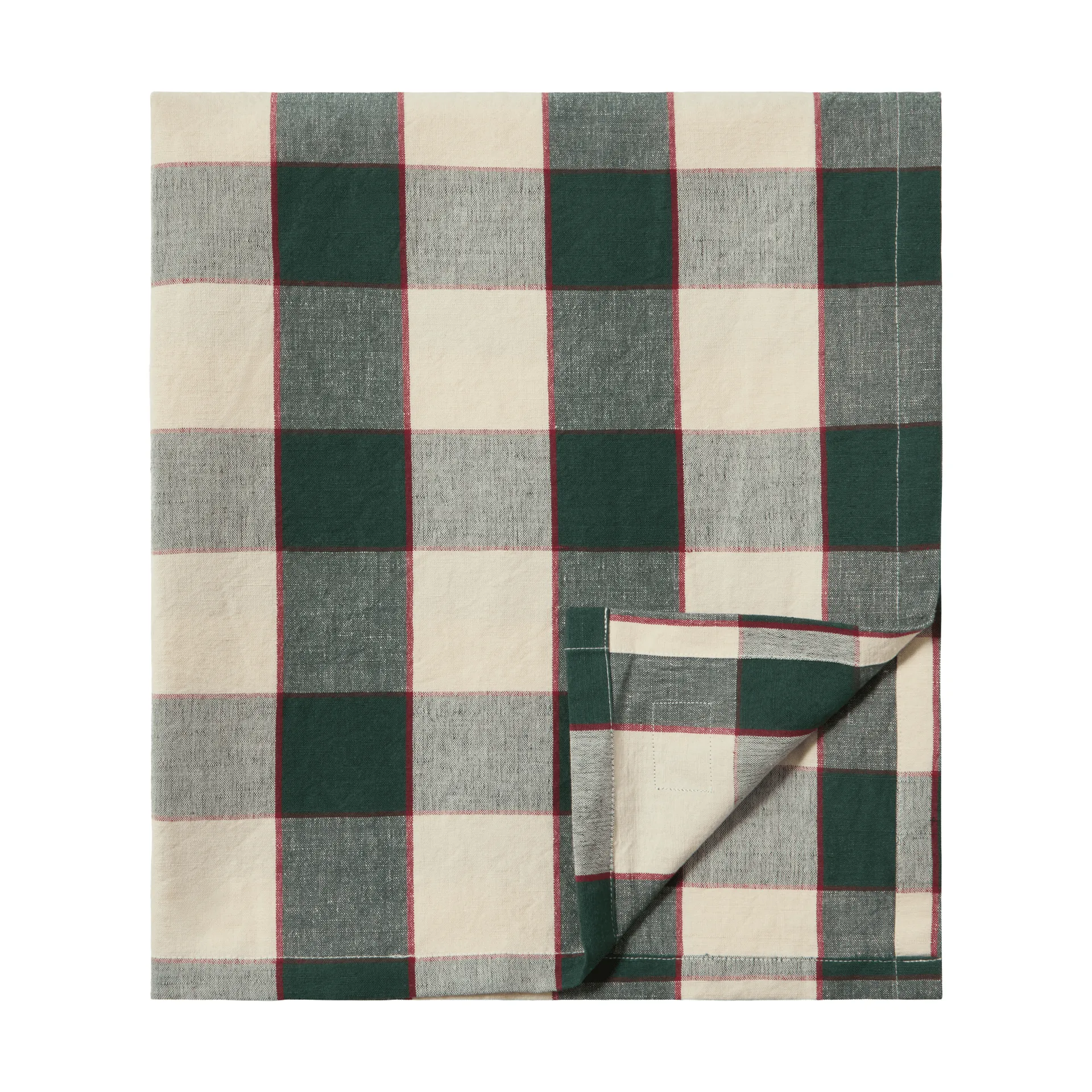 Toalha de mesa de linho de algodão axadrezado 150x250 cm, Green-light beige-red Lexington