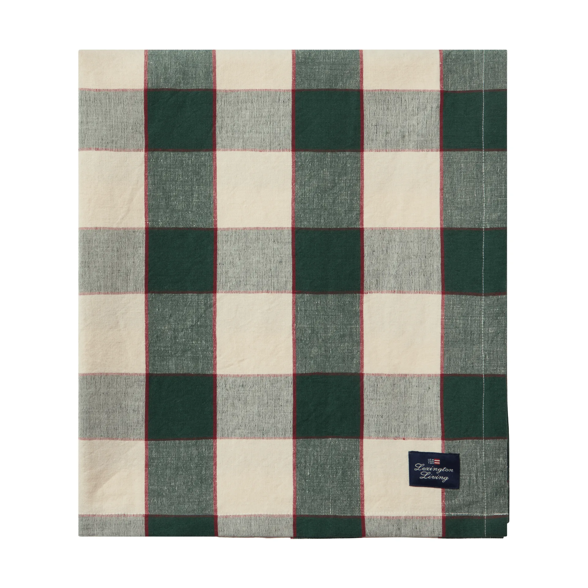Toalha de mesa de linho de algodão axadrezado 150x350 cm, Green-light beige-red Lexington