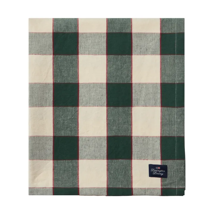 Toalha de mesa de linho de algodão axadrezado 150x350 cm - Green-light beige-red - Lexington