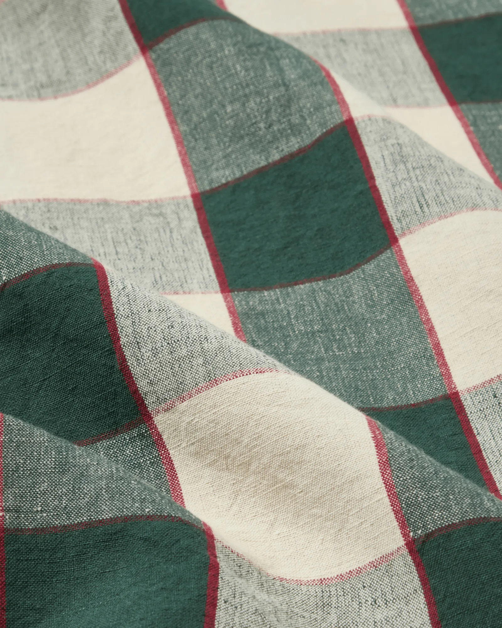 Toalha de mesa de linho de algodão axadrezado 150x350 cm, Green-light beige-red Lexington