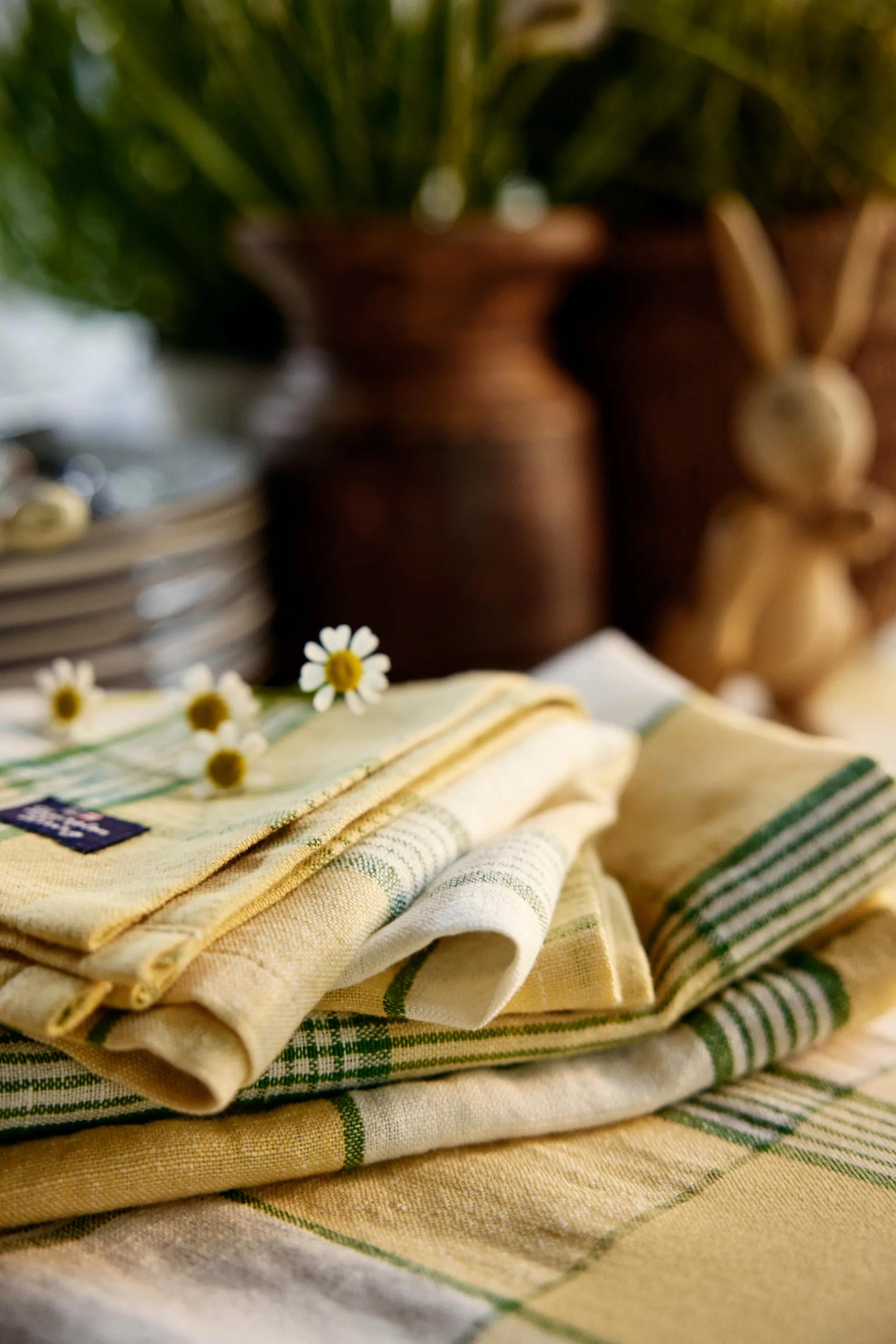 Toalha de mesa Easter Linen/Cotton 150x250 cm, Amarelo-verde Lexington