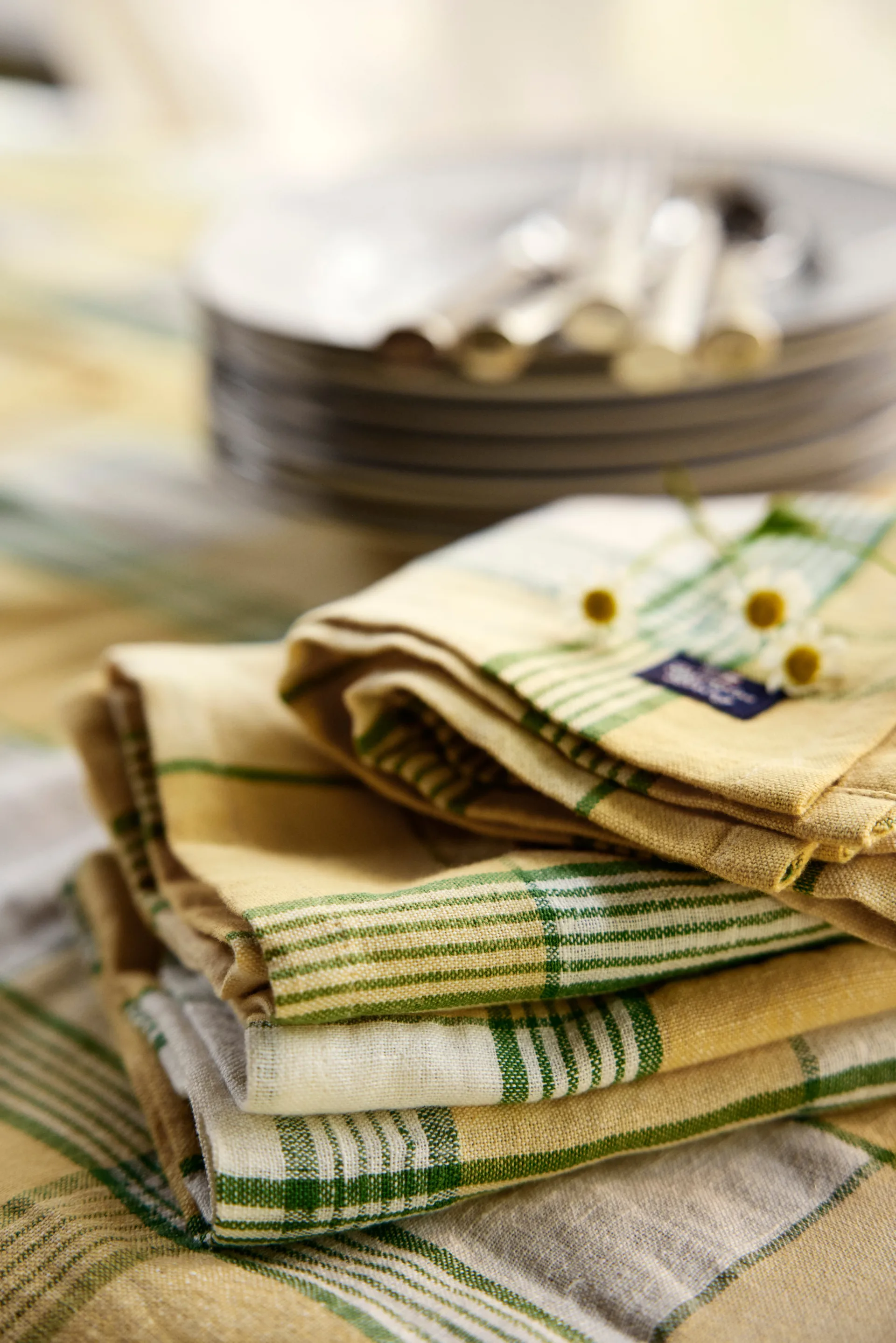 Toalha de mesa Easter Linen/Cotton 150x250 cm, Amarelo-verde Lexington