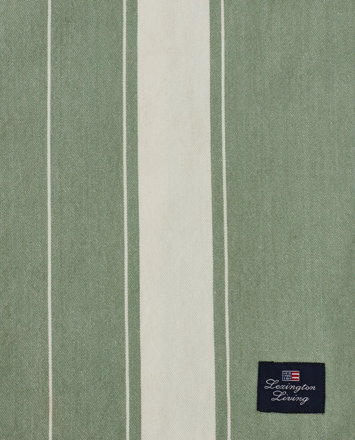 Toalha de mesa Striped Organic Cotton 150x250 cm, Verde-branco Lexington