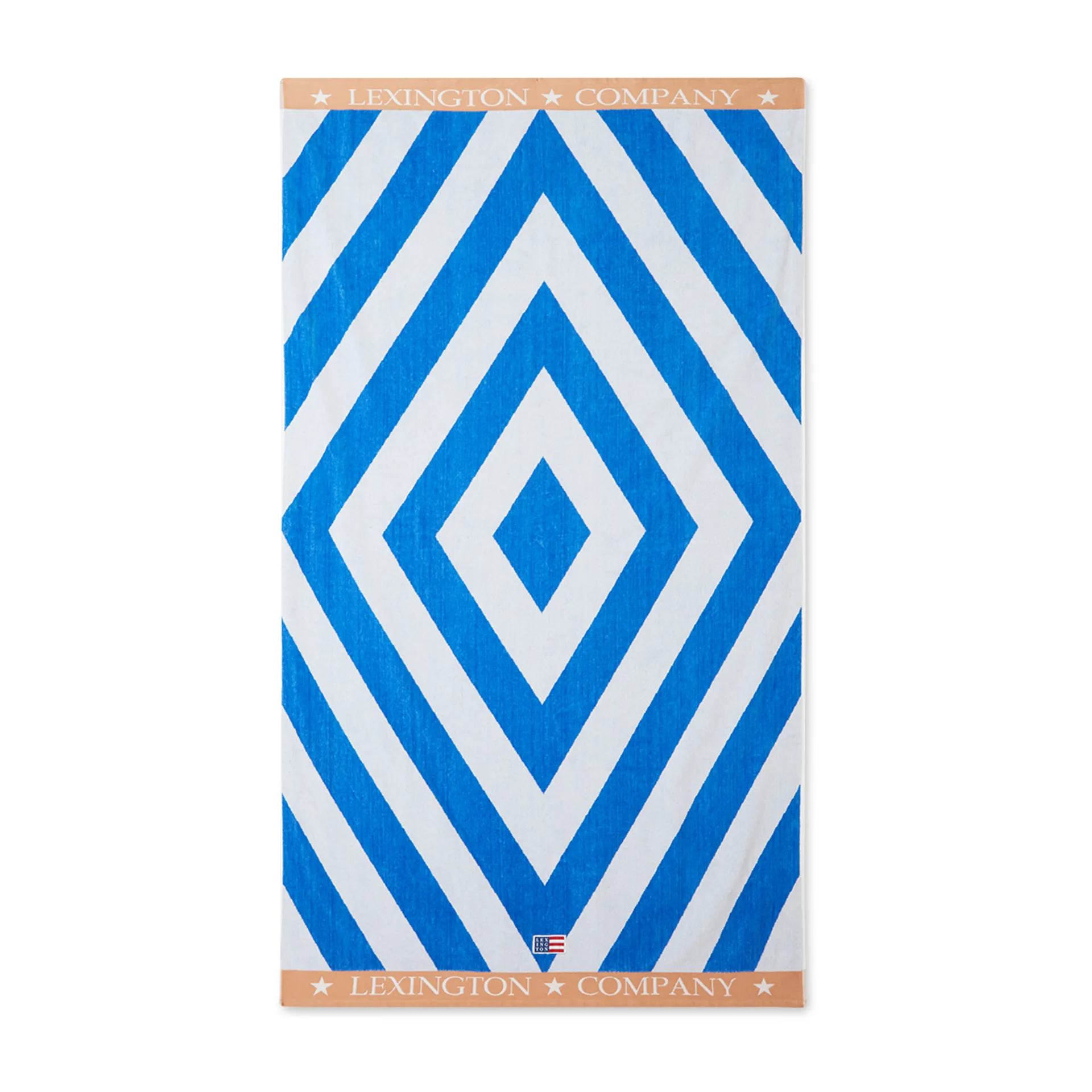 Toalha de praia Graphic Algodão Veludo 100x180 cm, Azul-branco-beige Lexington
