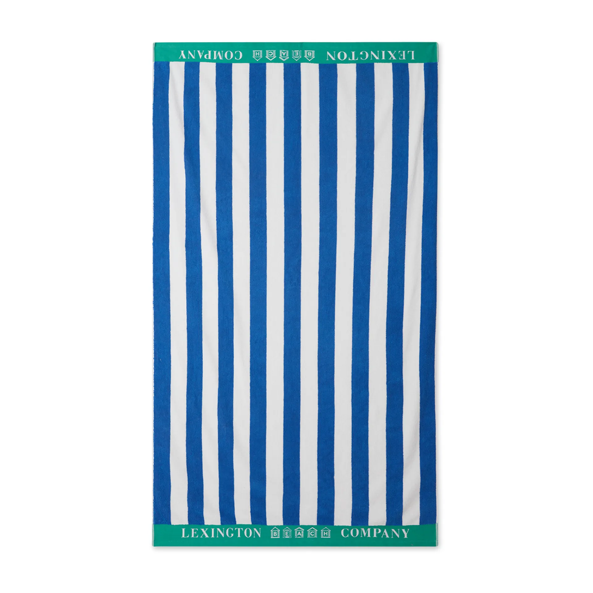 Toalha de praia Striped Cotton Terry 100x180 cm, Azul-branco-verde Lexington