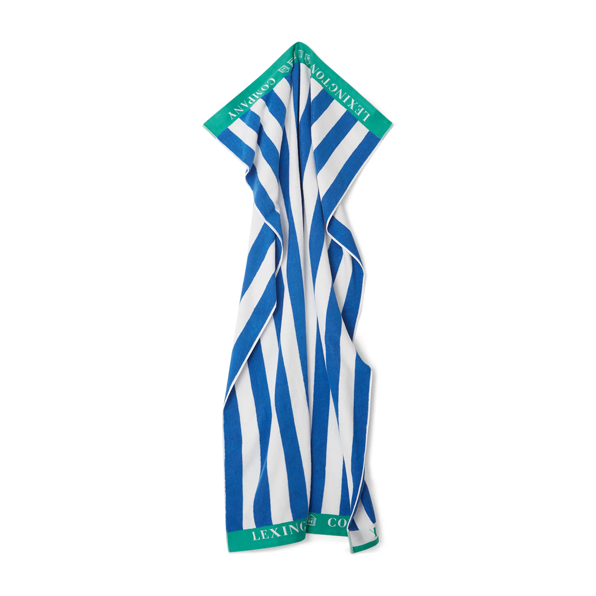 Toalha de praia Striped Cotton Terry 100x180 cm, Azul-branco-verde Lexington