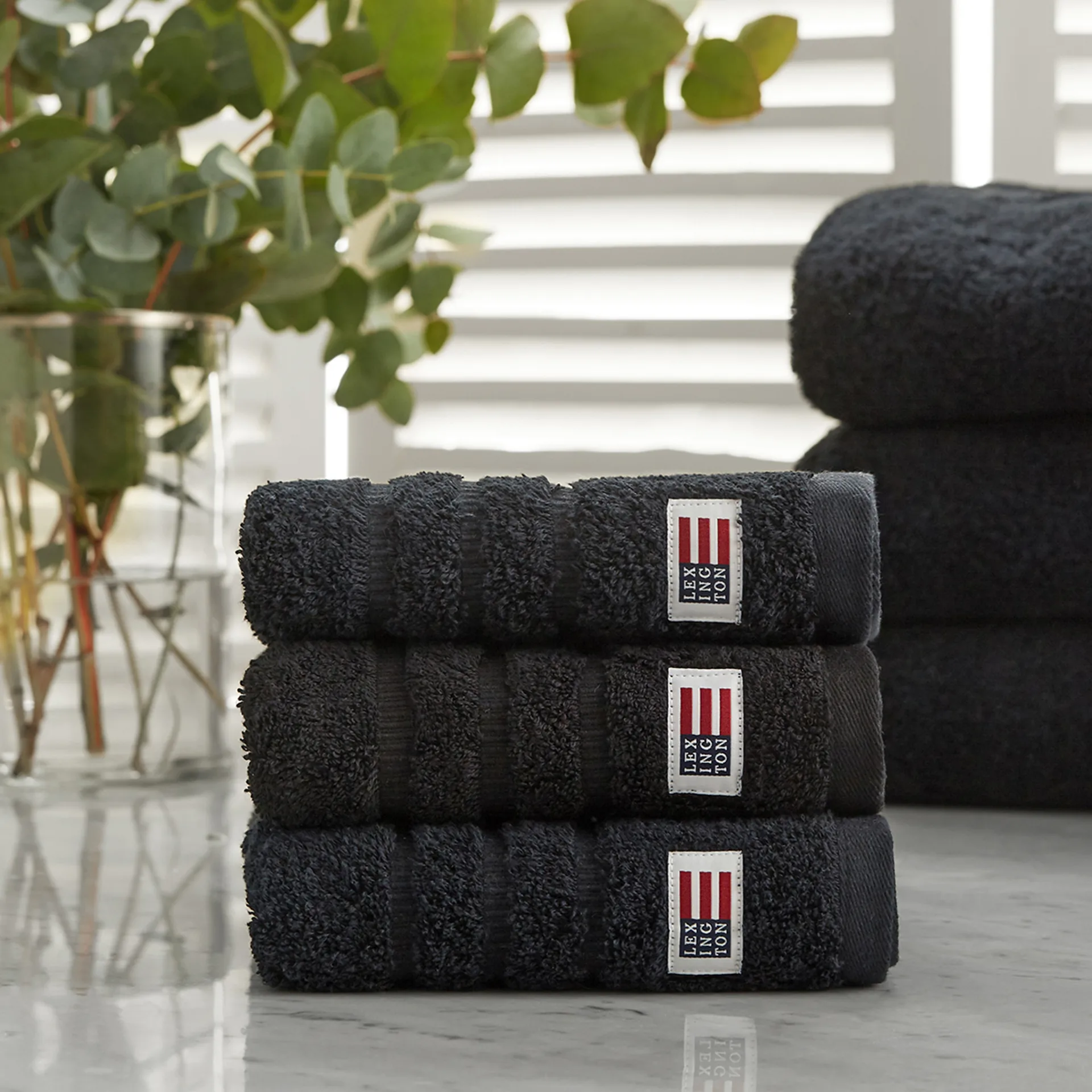 Toalha Icons Original Striped 30x30 cm, preto Lexington