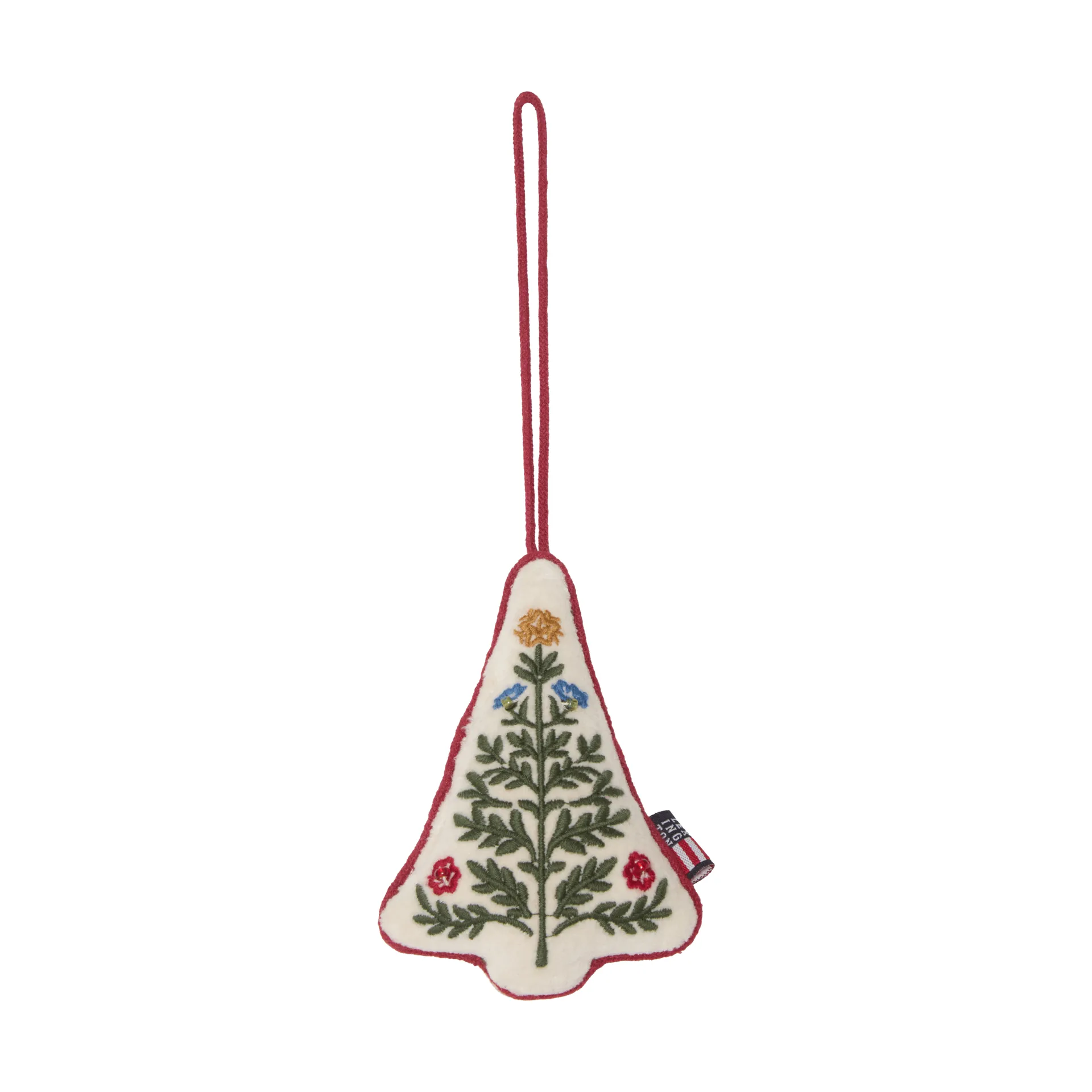 Tree enfeite de Natal em veludo de algodão orgânico, Multi, 9x13x3 cm Lexington