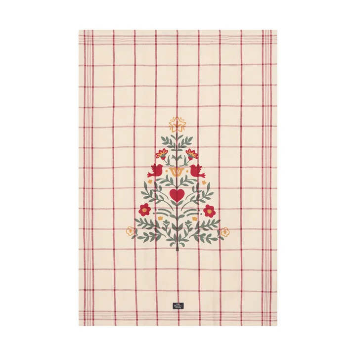 Tree pano de cozinha em linho/algodão - Branco-vermelho-verde, 50x70 cm - Lexington
