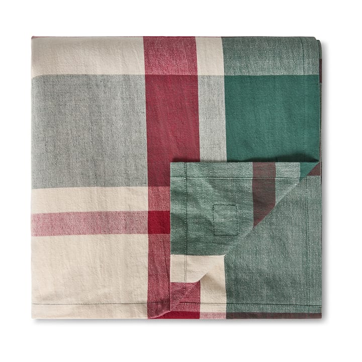 Verde-vermelho Checked linho/algodão toalha de mesa, 150x350 cm Lexington