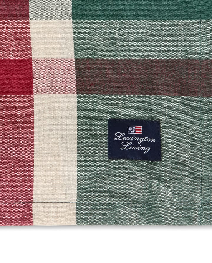 Verde-vermelho Checked linho/algodão toalha de mesa, 150x350 cm Lexington