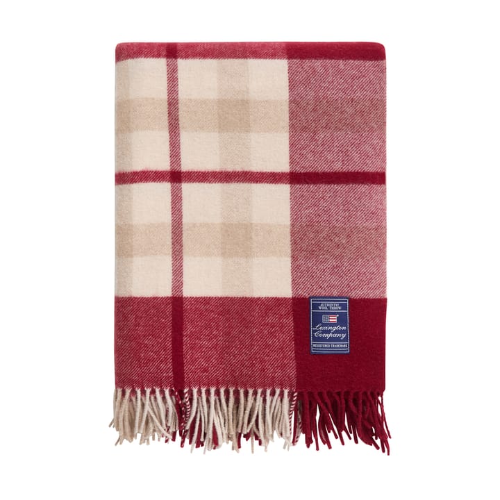 Vermelho-bege Checked manta de lã reciclada 130x170 cm - Vermelho-bege - Lexington