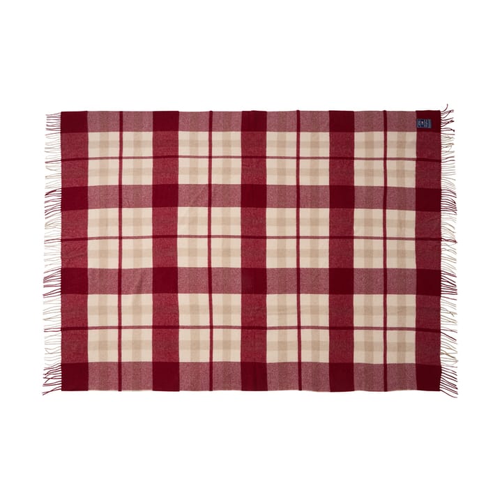 Vermelho-bege Checked manta de lã reciclada 130x170 cm, Vermelho-bege Lexington