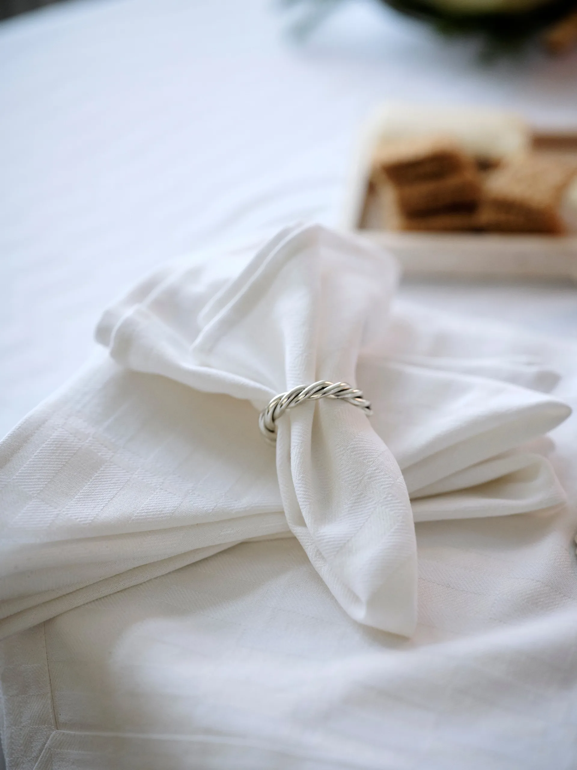 White jacquard toalha de mesa de algodão 150x250 cm, Branco Lexington