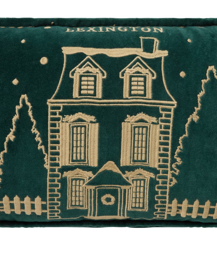 Winter House eko. almofada em algodão veludo 30x50 cm, Green-Light Bege Lexington