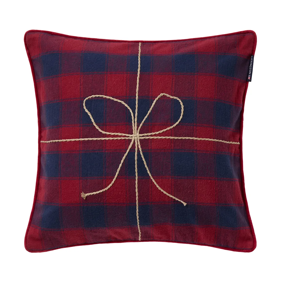 Wrapped checked eko. capa de almofada em flanela 50x50 cm, Azul escuro-vermelho Lexington