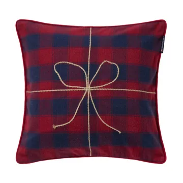 Wrapped checked eko. capa de almofada em flanela 50x50 cm - Azul escuro-vermelho - Lexington