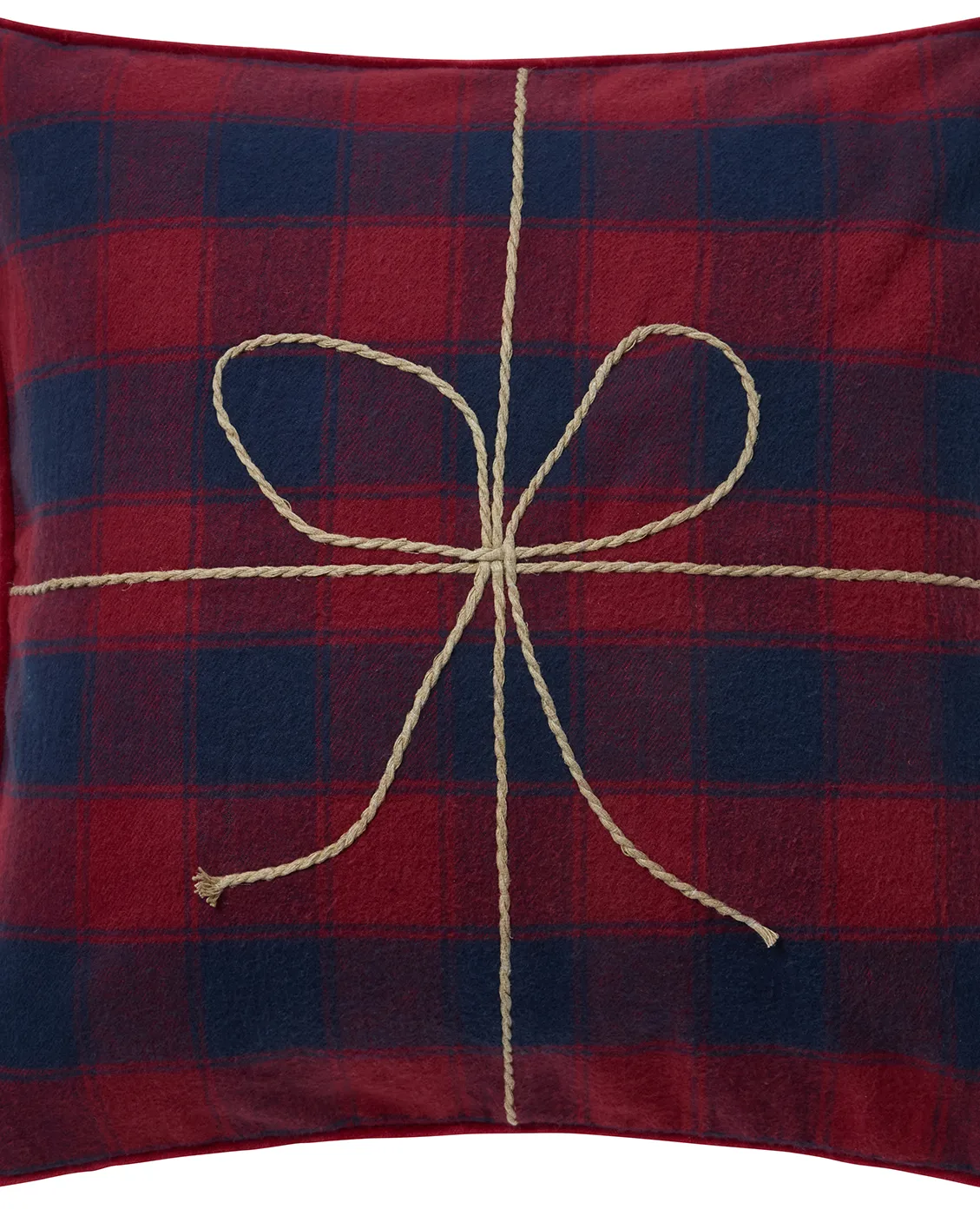 Wrapped checked eko. capa de almofada em flanela 50x50 cm, Azul escuro-vermelho Lexington