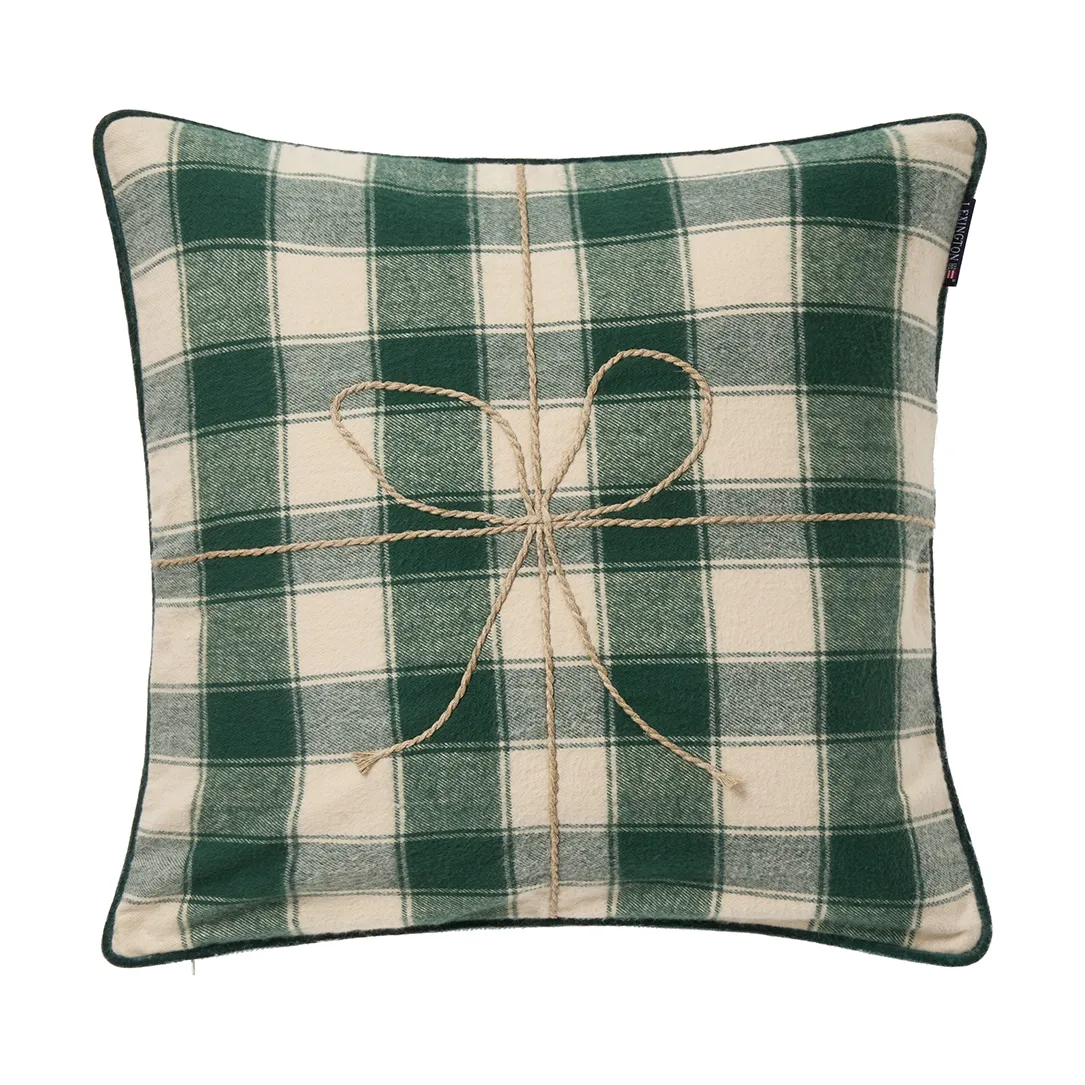 Wrapped checked eko. capa de almofada em flanela 50x50 cm, Bege claro-verde Lexington
