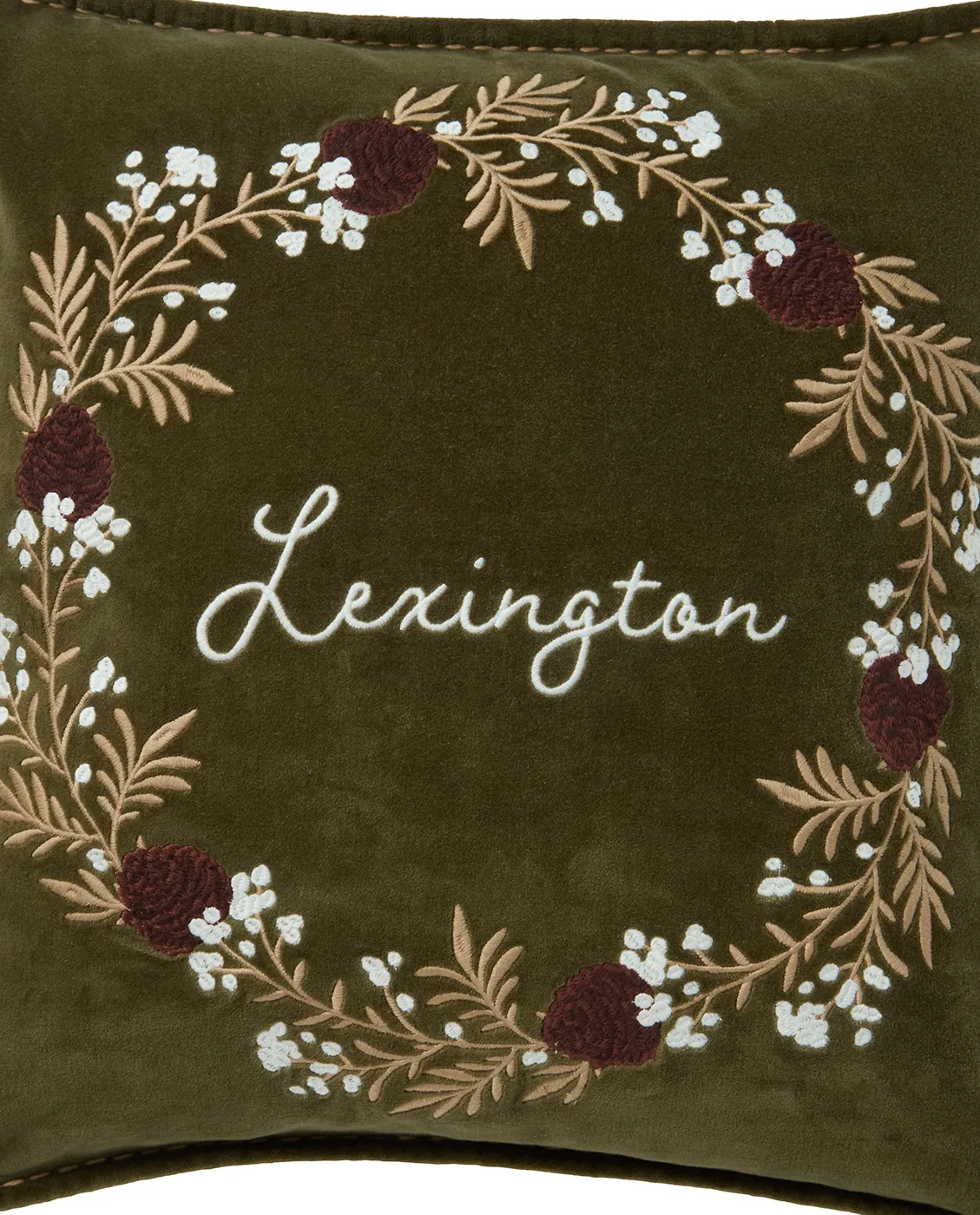 Wreath ekologisk capa de almofada em veludo de algodão 50x50 cm, Azeitona-castanho-branco Lexington