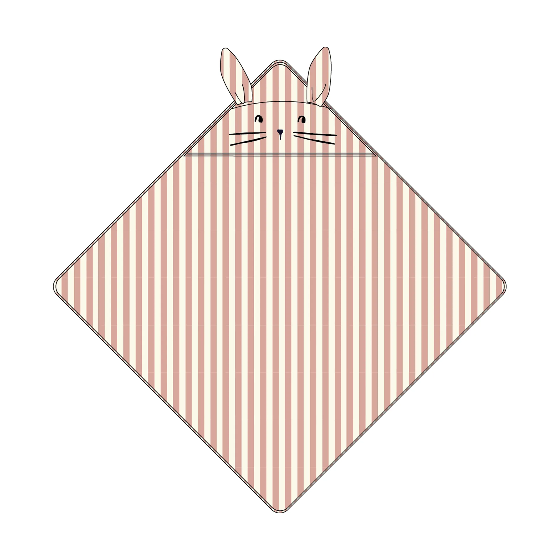 Albert toalha com capuz 70x70 cm, Coral suave-creme de la creme stripe Liewood