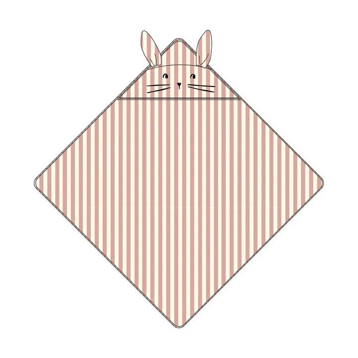 Albert toalha com capuz 70x70 cm - Coral suave-creme de la creme stripe - Liewood