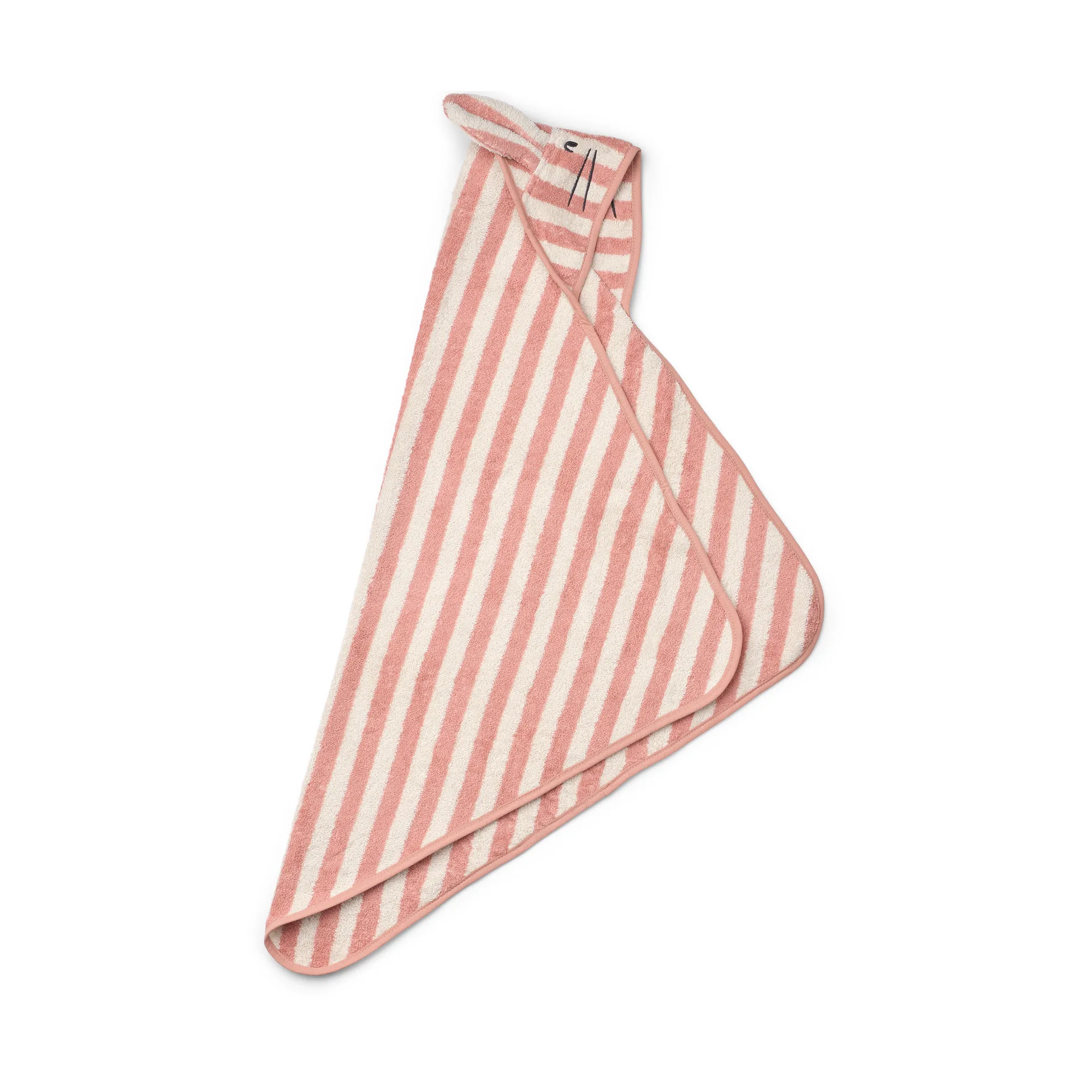 Albert toalha com capuz 70x70 cm, Coral suave-creme de la creme stripe Liewood