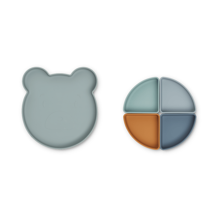 Arne prato para crianças + 4 taças, Mr bear mistura azul névoa múltipla  Liewood