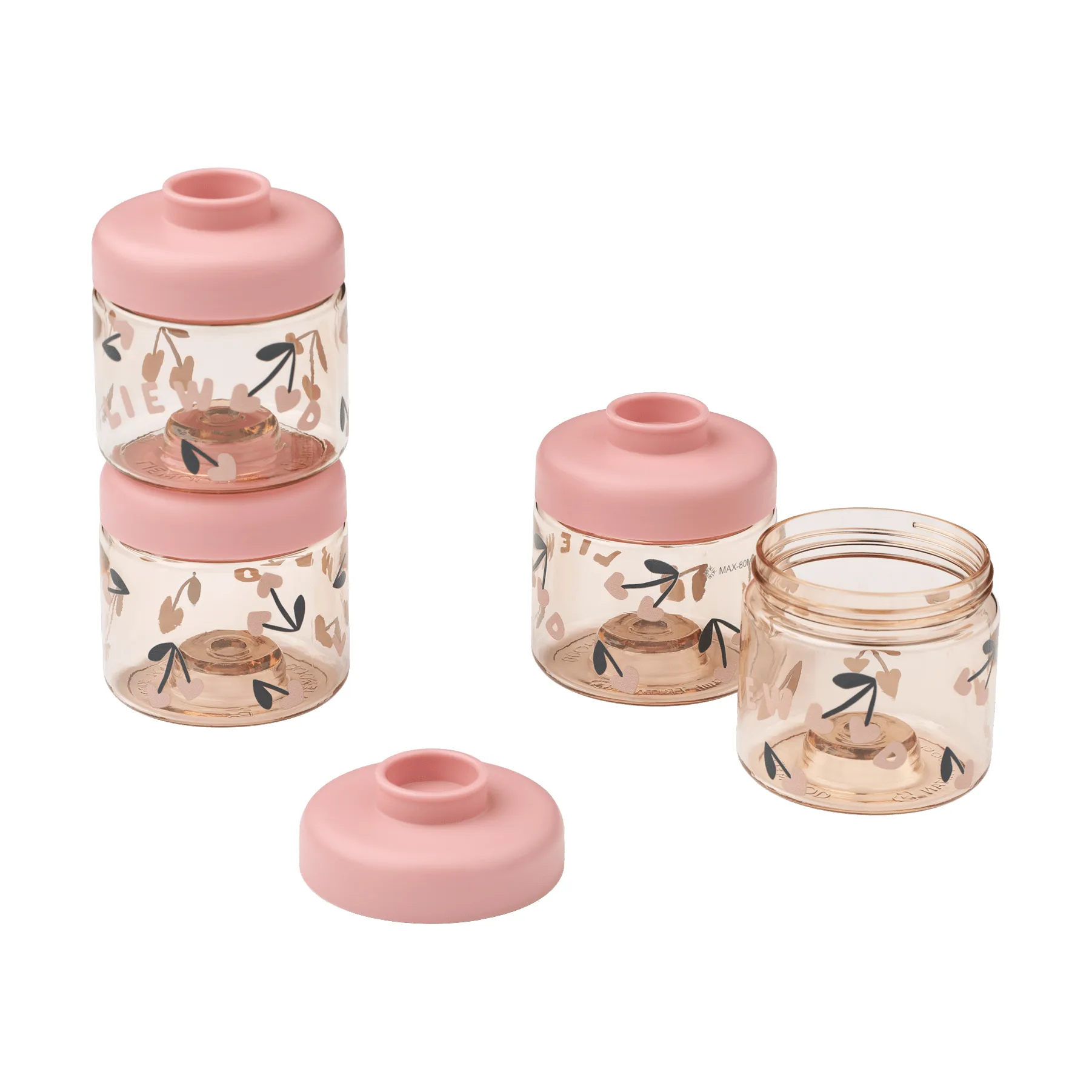 Dominique frascos de comida para bébé 100 ml 4 unidades, Cherry heart-Rosey Liewood