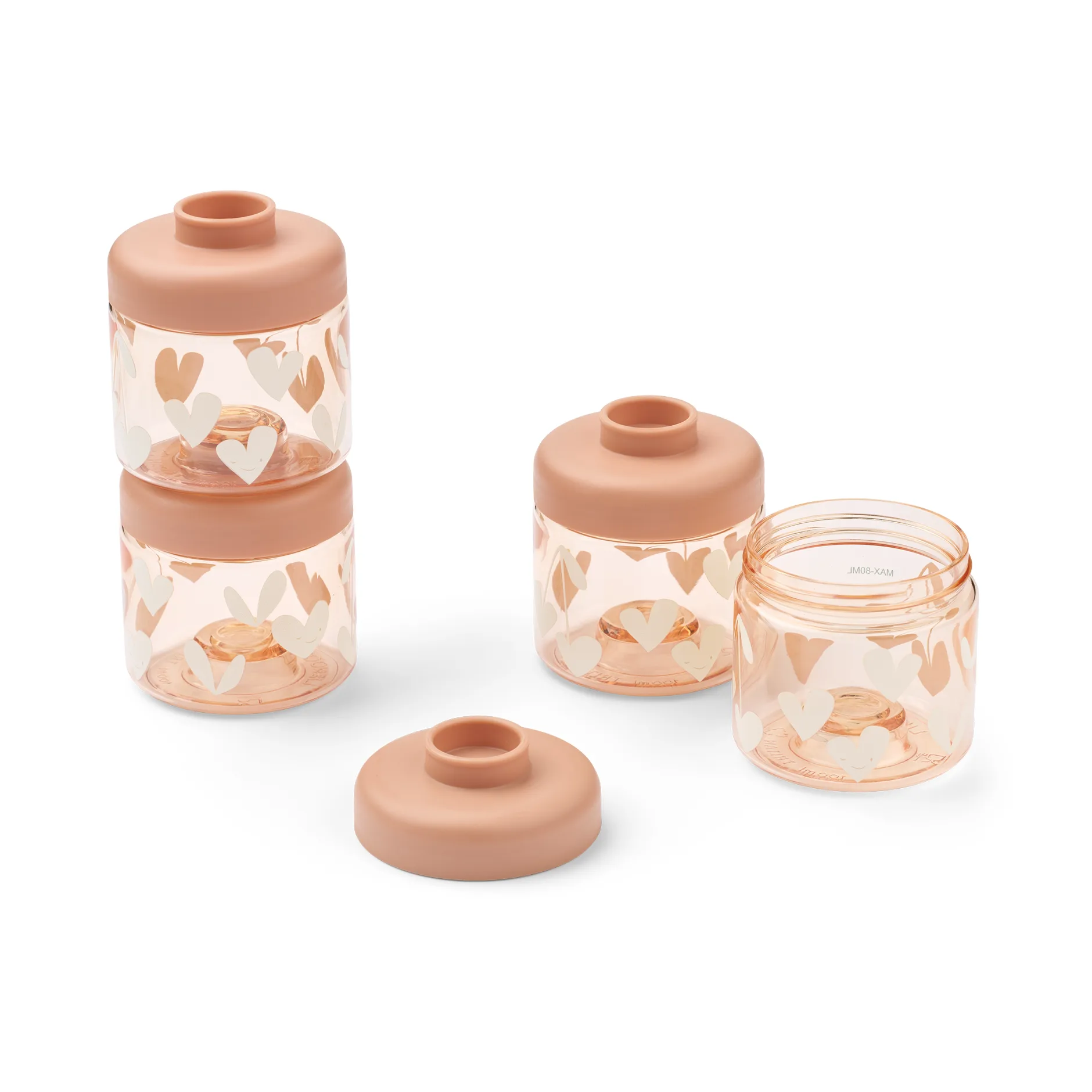 Dominique frascos de comida para bébé 100 ml 4 unidades, Sweethearts-pale tuscany Liewood