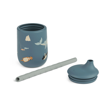 Ellis copo com bico e canudo impresso 23 cl - Arctic Sea-Ocean view - Liewood