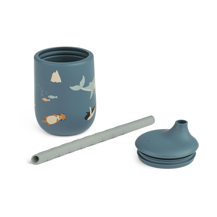 Ellis copo com bico e canudo impresso 23 cl, Arctic Sea-Ocean view Liewood