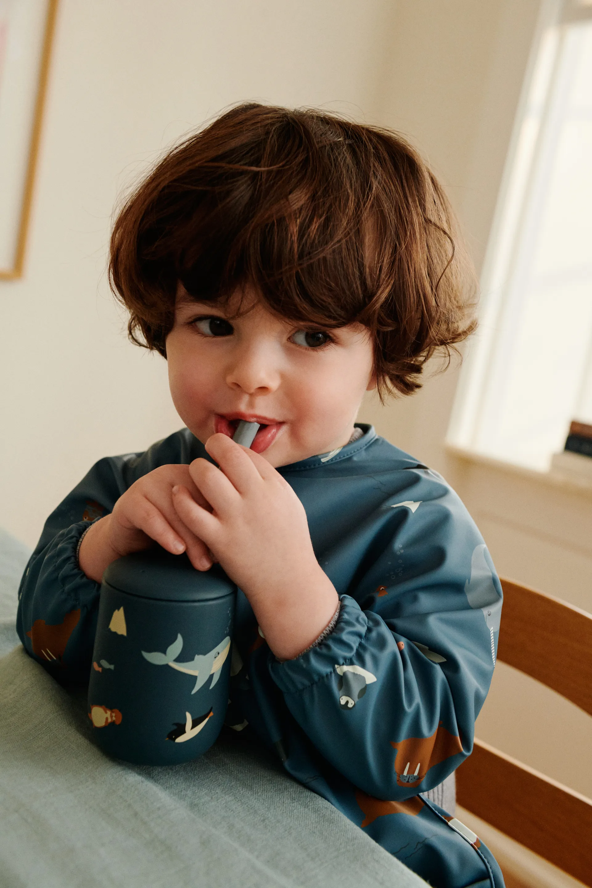 Ellis copo com bico e canudo impresso 23 cl, Arctic Sea-Ocean view Liewood