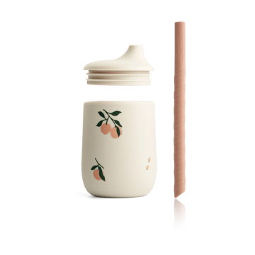 Ellis copo com bico e canudo impresso 23 cl - Pêssego-mistura de conchas do mar - Liewood